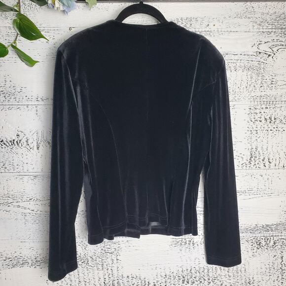Joseph Ribkoff Black Velvet Button Front Jacket Blazer Women’s Sz 8 Whimsigoth - Picture 7 of 10